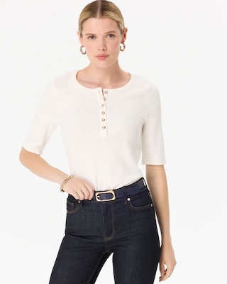 Elbow Sleeve Henley Top