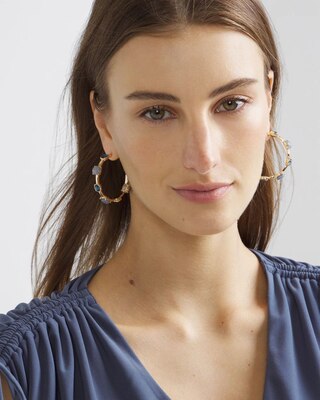Multi-Colored Crystal Hoop Earrings