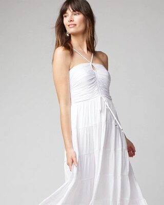 Keyhole Satin Midi Dress