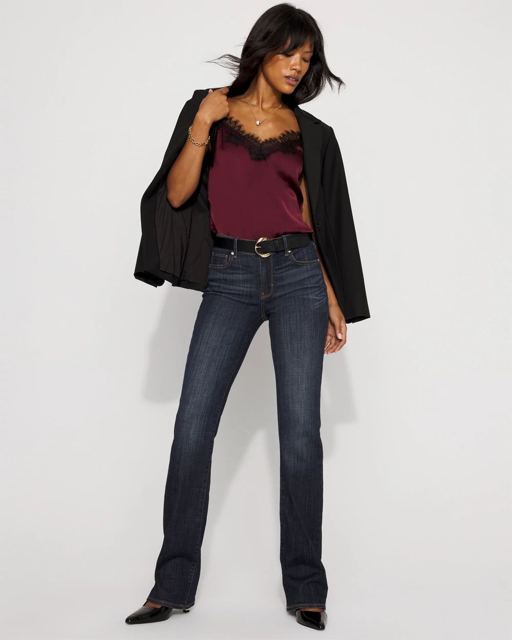 Lace Trimmed Satin Camisole click to view larger image.