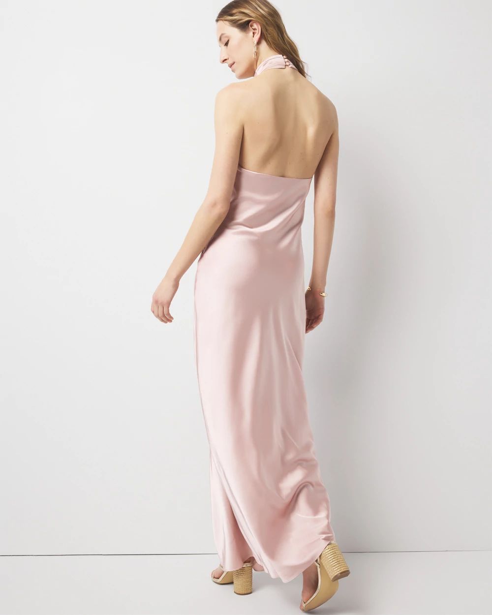 Satin Halter Midi Dress