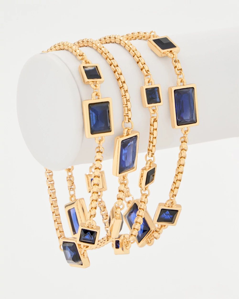 Dark Blue Glass Stones Magnetic Bracelet click to view larger image.