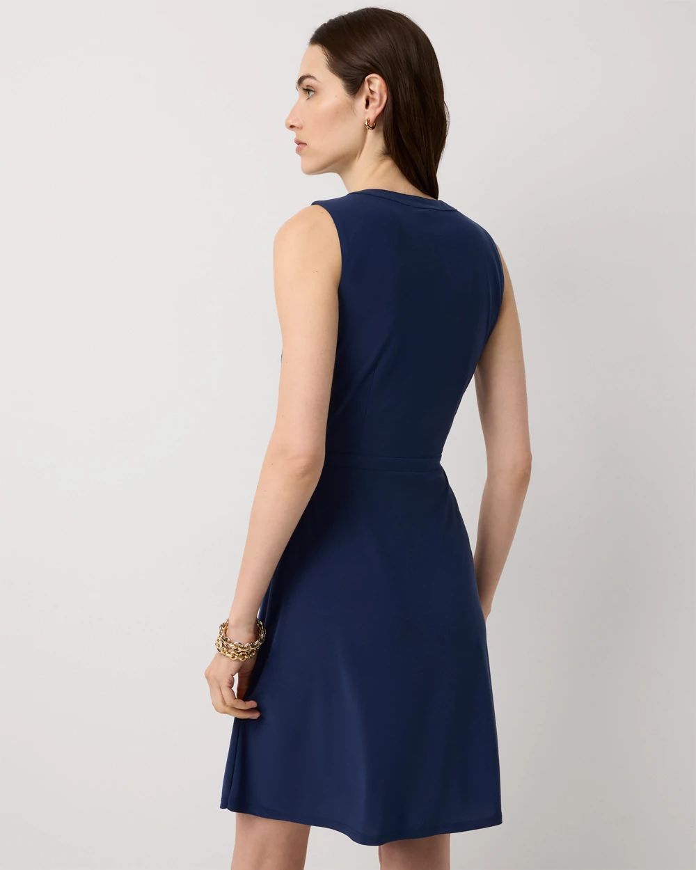 Petite Sleeveless Button Front Dress