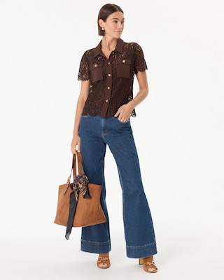 Short-Sleeve Lace Shirt click to view larger image.