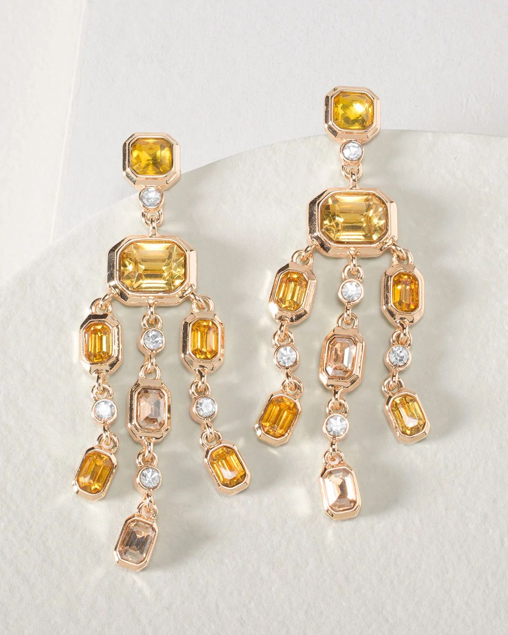 Goldtone & Yellow Stone Chandelier Earring