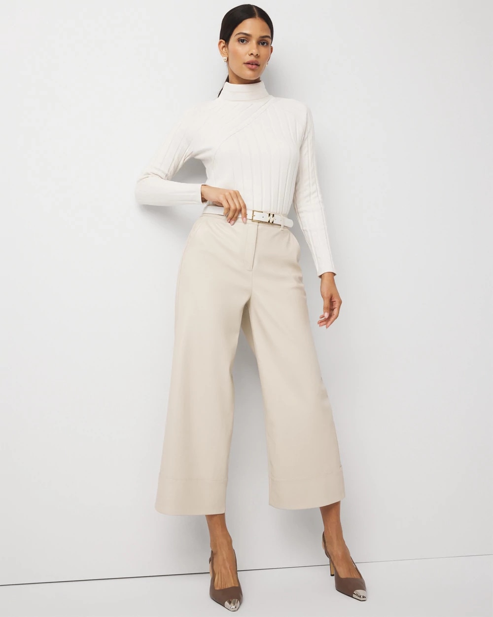 Ribbed Funnel Neck Top