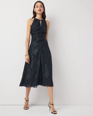 Jacquard Halter Midi Dress