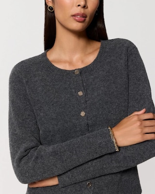 Button-Front Long Sleeve Cardigan click to view larger image.