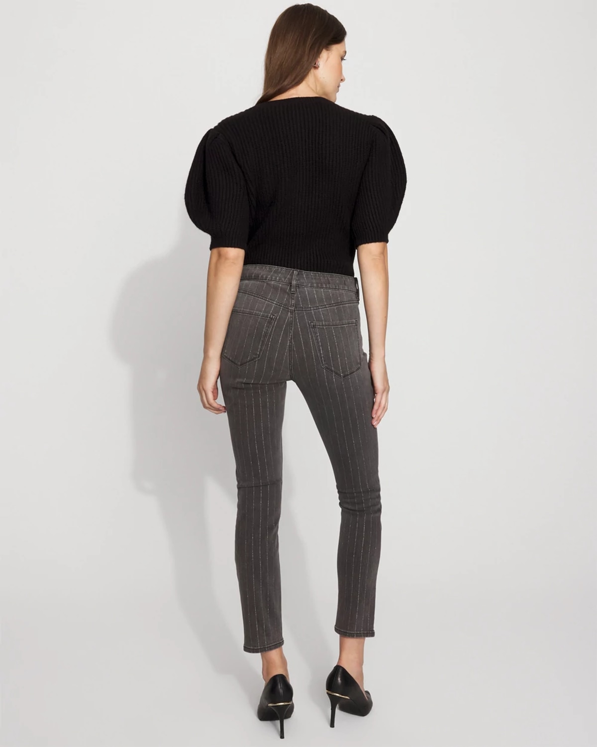 White House Black Market Lurex Pinstripe Mid-rise Skinny Jeans
