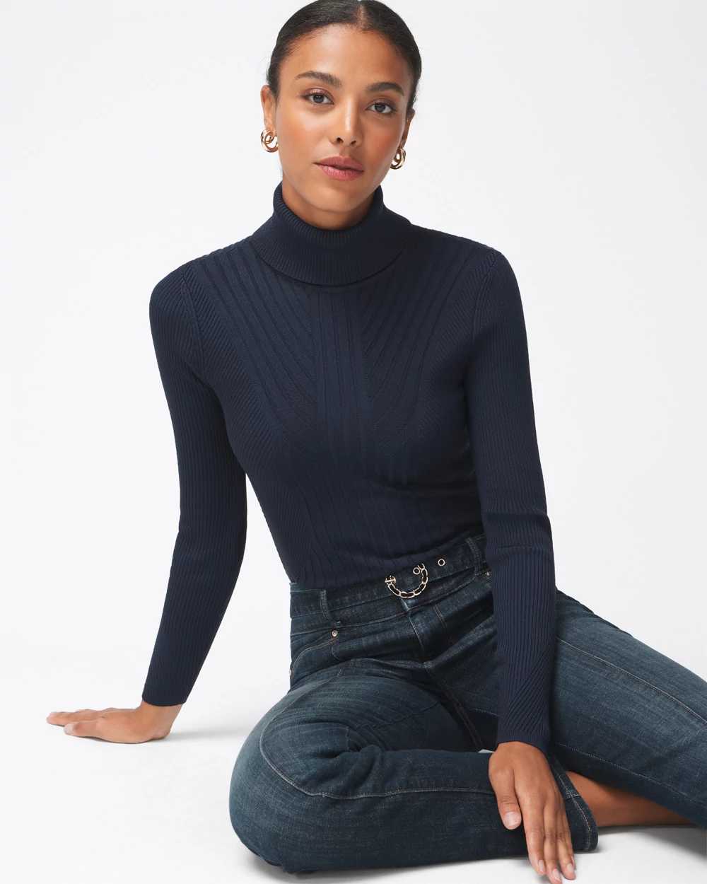 Long-Sleeve Ribbed Turtleneck click to view larger image.