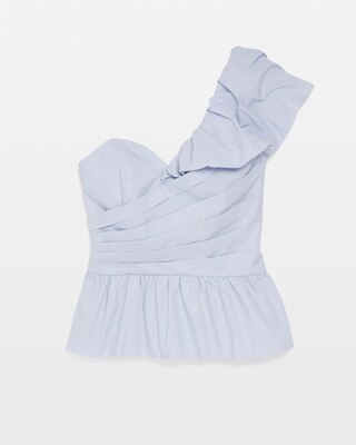 Off-the-Shoulder Asymmetrical Poplin Bustier click to view larger image.
