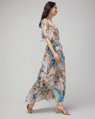 V-Neck Flutter Sleeve Maxi Dress