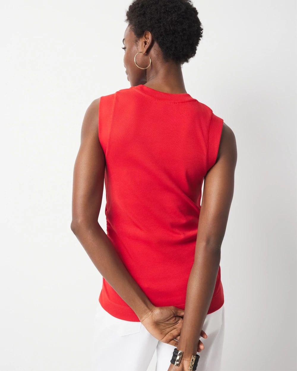 WHBM FORME™ Ribbed Stretch Ruched Side Tank