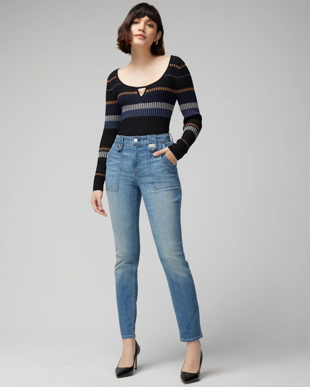 Petite High-Rise Every Day Soft Turnlock Pocket Slim Jeans