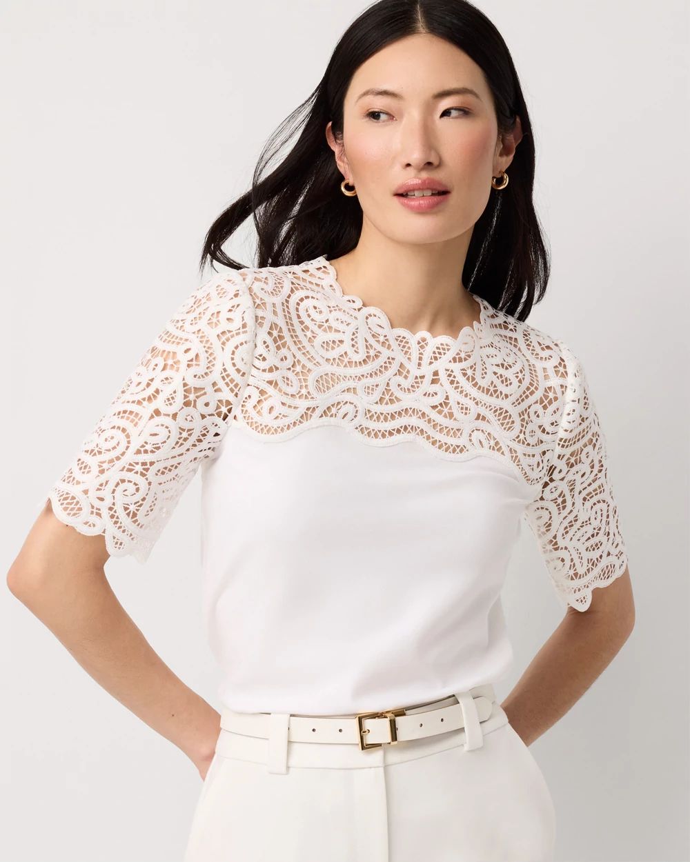 Petite Lace Knit Top