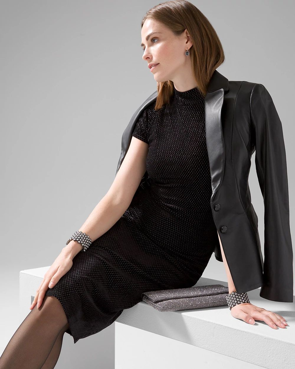 Mock Neck Velvet Sheath Dress White House Black Market