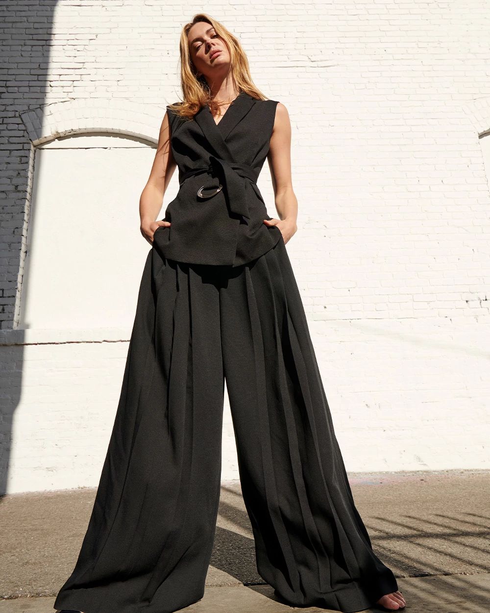 Pleated Ultra-Wide Leg Pant