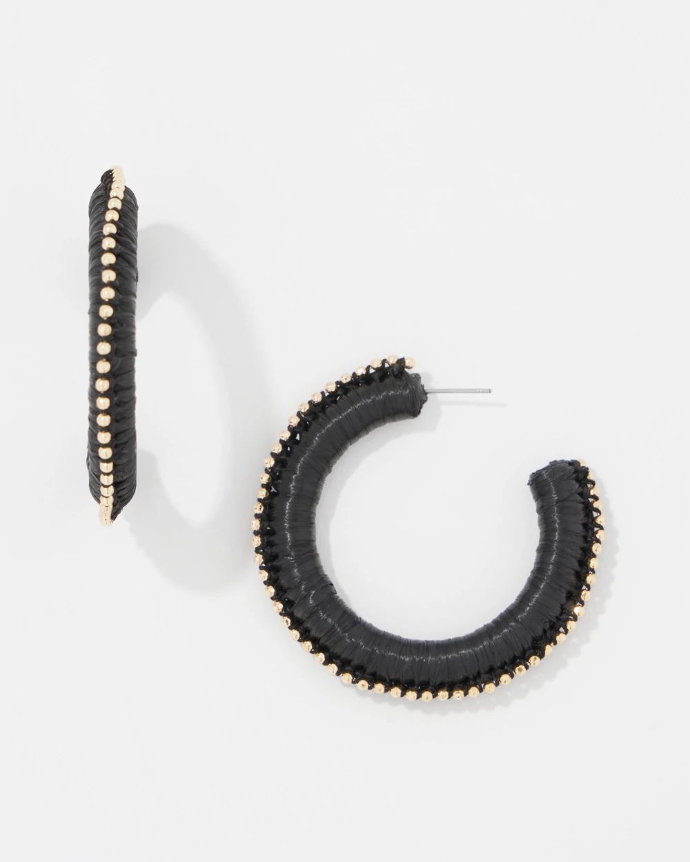 Gold + Black Raffia Hoop Earrings