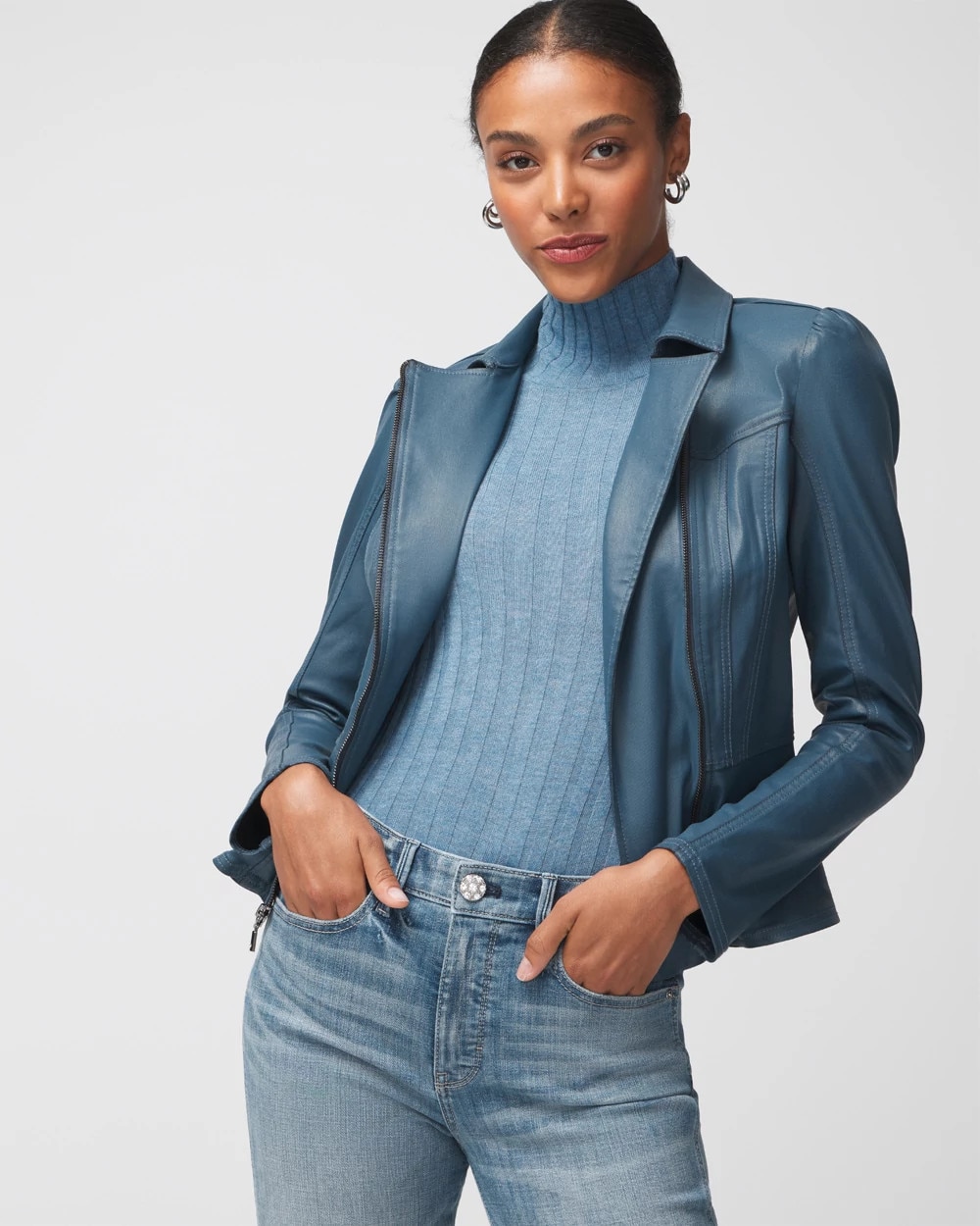 Coated Peplum Jacket
