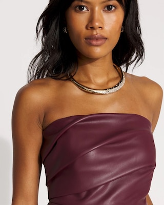 Draped Faux Leather Bustier click to view larger image.