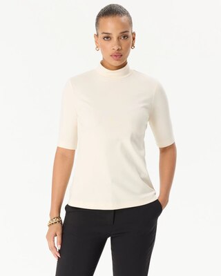 Mock Neck Elbow Sleeve Top