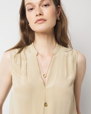 Olive + Gold Y Necklace
