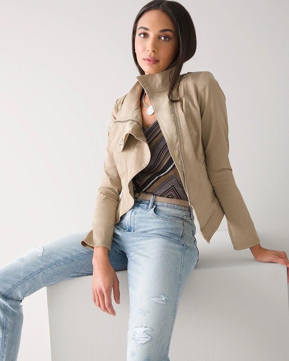 Curvy-Fit High-Rise Sculpt Destructed Straight Jeans