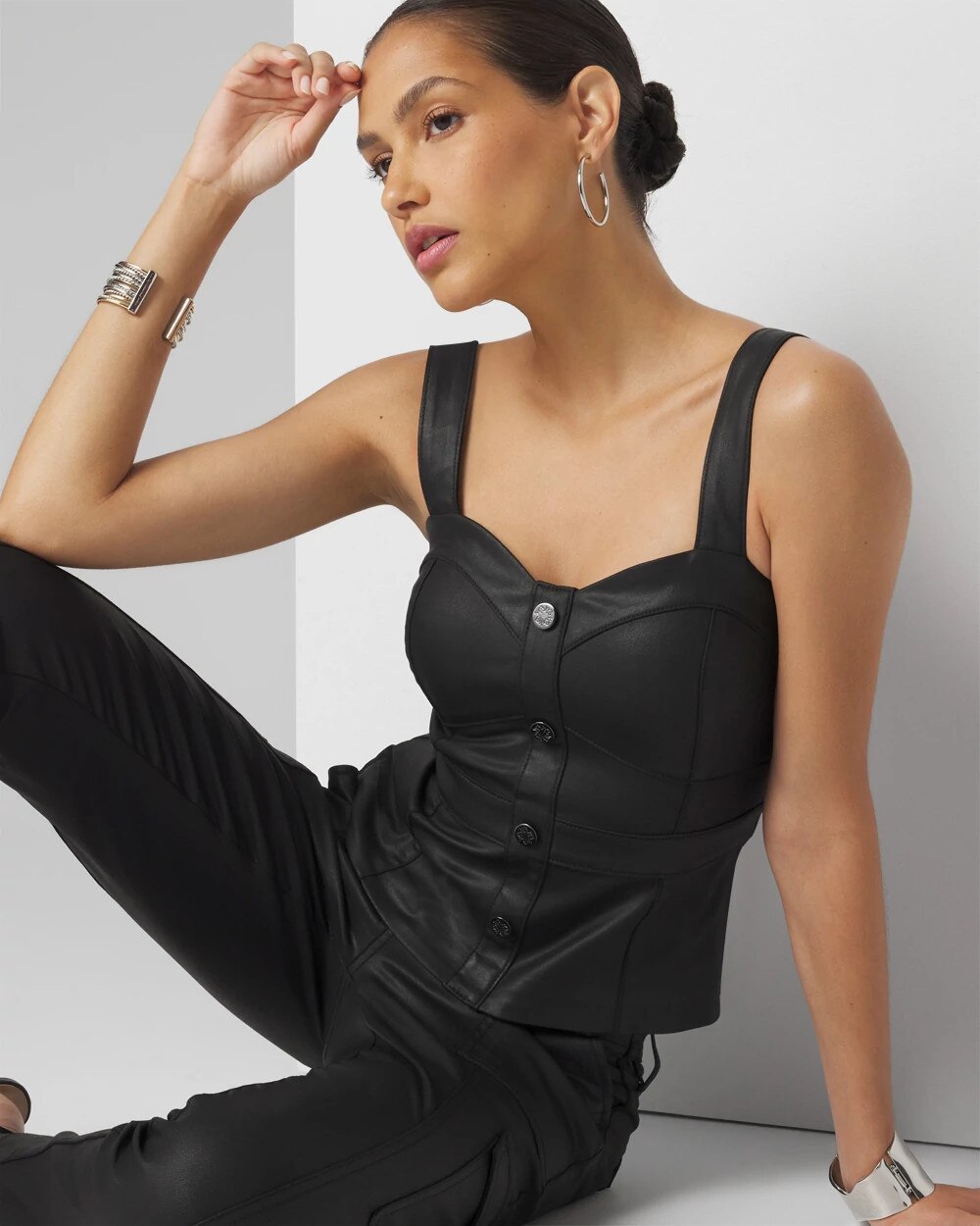 Button Front Coated Bustier - image 2
