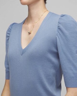 Cashmere Blend Puff Sleeve Sweater
