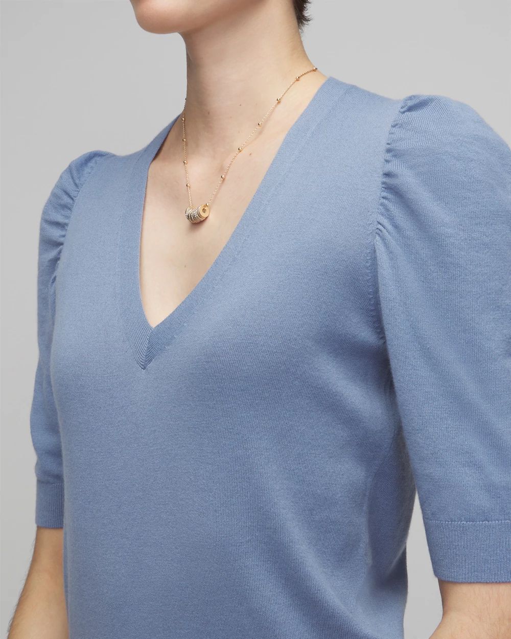 Cashmere Blend Puff Sleeve Sweater