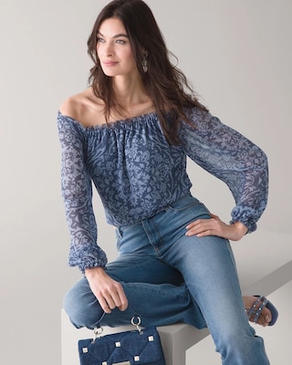 Off-the-Shoulder Ruffle Neck Blouse