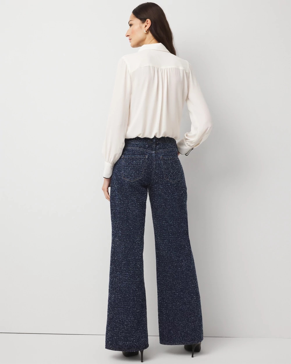 Bouclé Mid Rise Wide Leg Jean