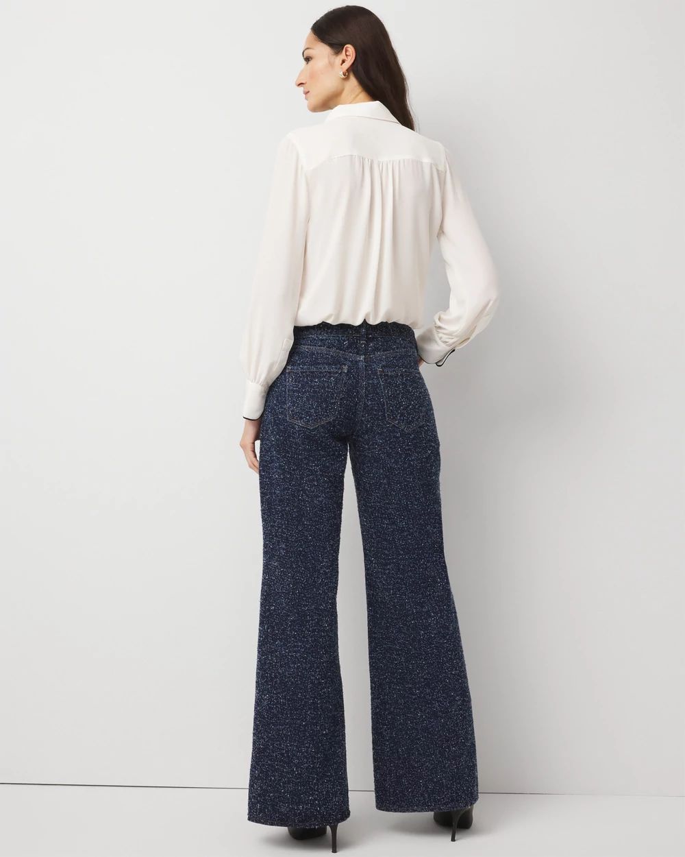 Bouclé Mid Rise Wide Leg Jean