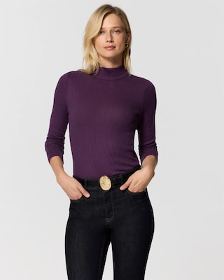 Ribbed Mockneck Long Sleeve Top