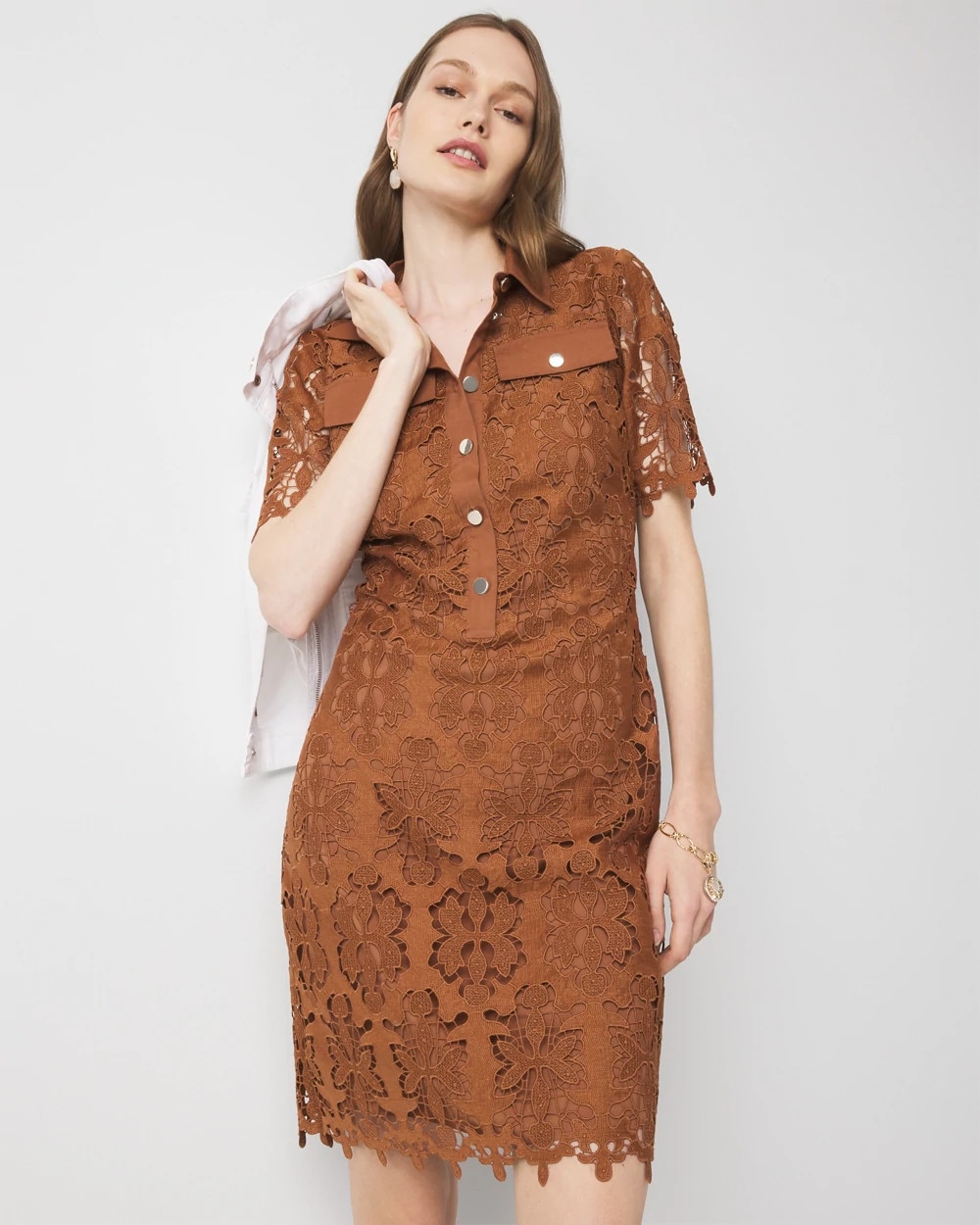 Petite Lace Shirt Dress