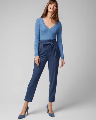 Ultra-Suede Paperbag Tapered Ankle Pant