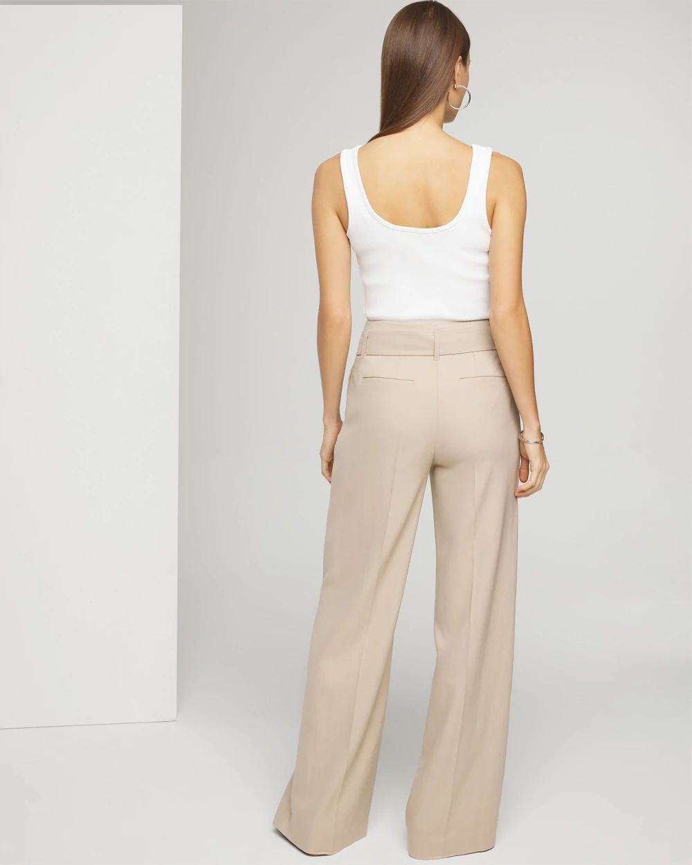 Belted Wide-Leg Woven Pants