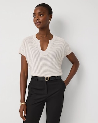 Metallic Stitch Short Sleeve Pullover