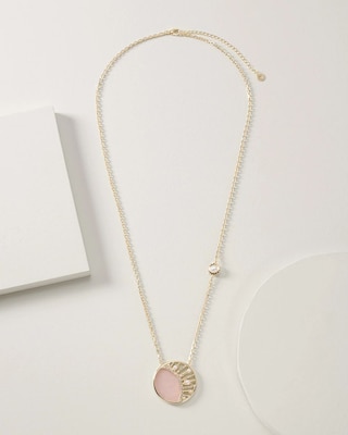 Goldtone Blush Crystal Celestial Pendant Necklace click to view larger image.