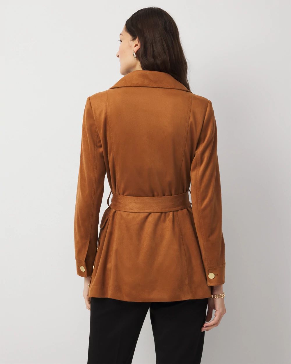 Faux Suede Trench Coat click to view larger image.