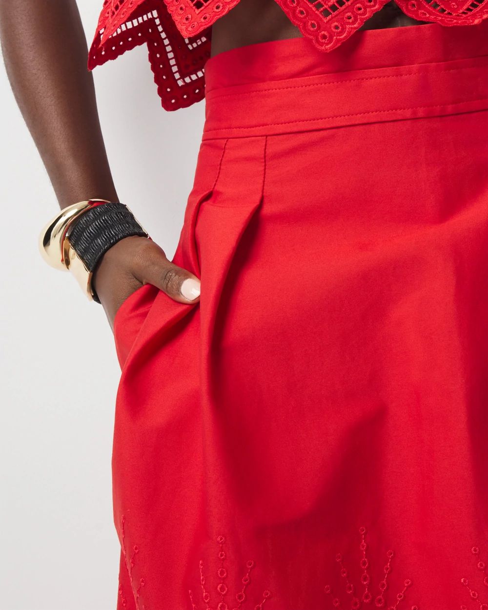 Poplin Eyelet A-Line Skirt