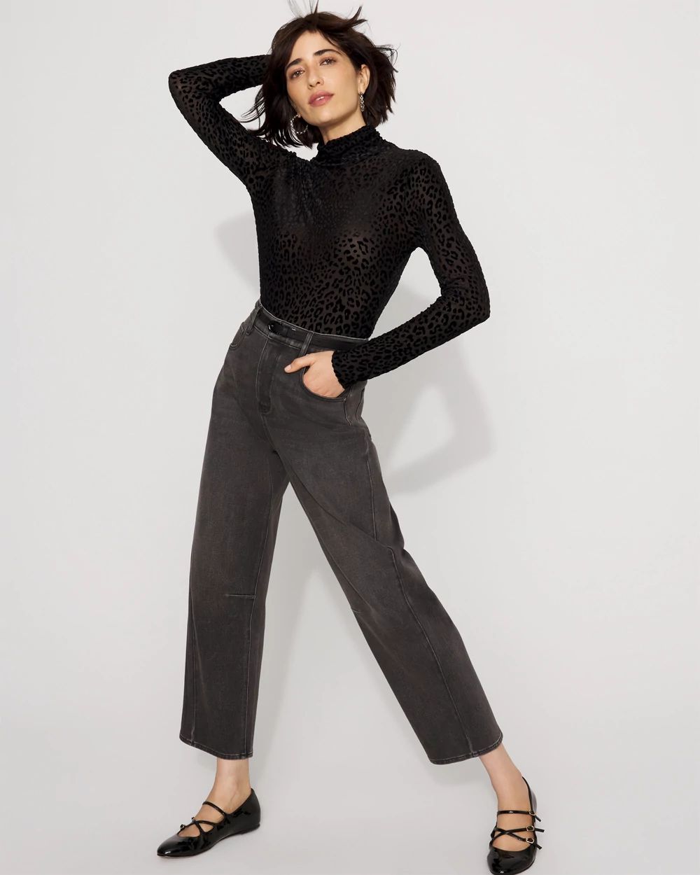 WHBM FORME™ Burnout Leopard Print Velvet Top click to view larger image.