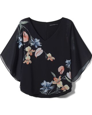 Black Floral Kimono Top