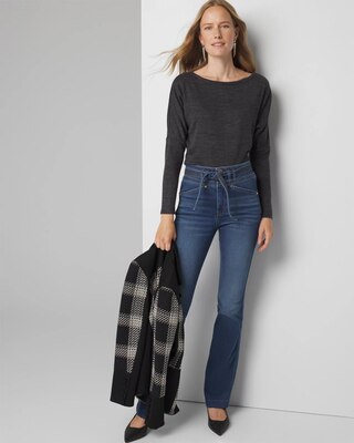 Long Sleeve Knit Top with Cutout Back click to view larger image.