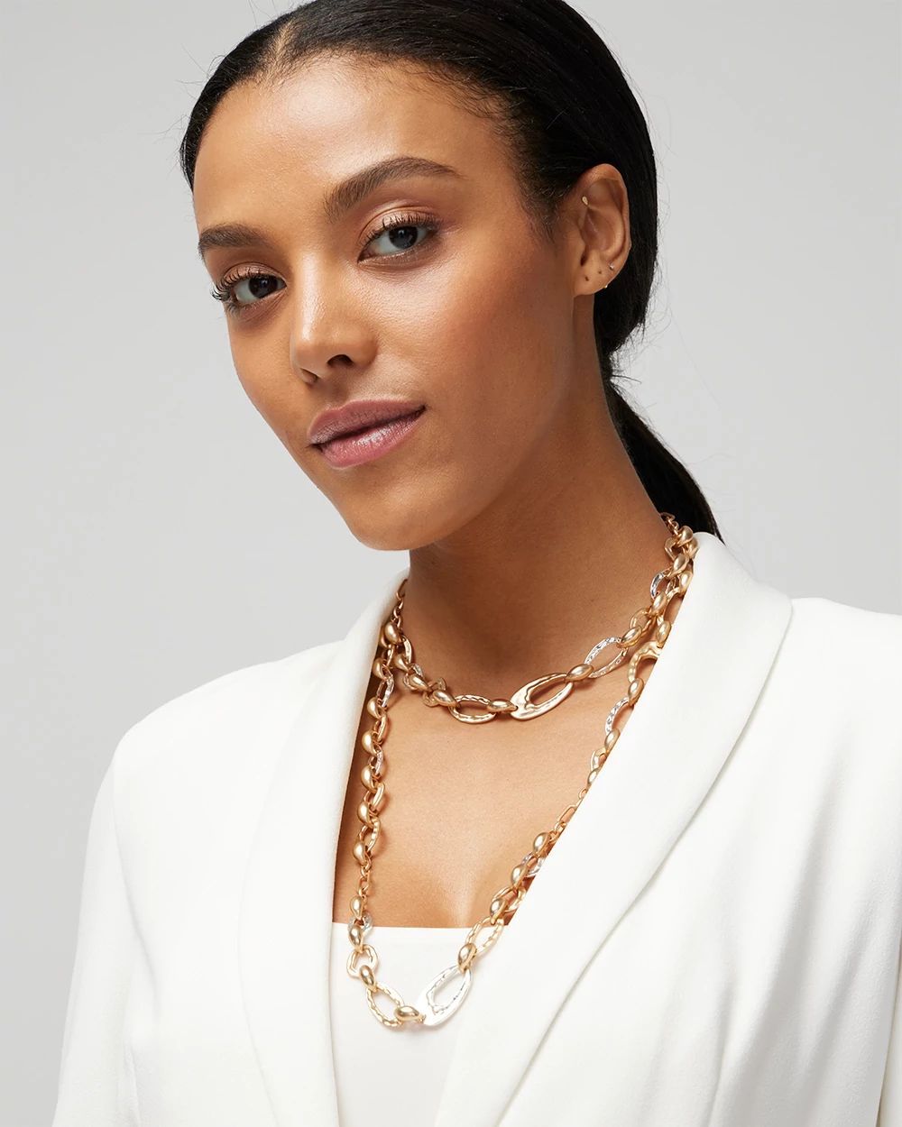 Mixed Metal Discs Convertible Necklace