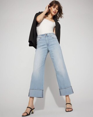 High-Rise Wide Leg Cuff Cropped Jean click to view larger image.