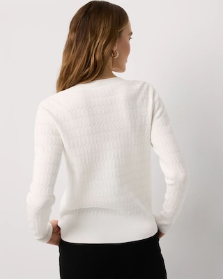 Textured Crewneck Button-Front Cardigan click to view larger image.