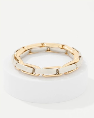 Mixed Metal Links Stretch Bracelet click to view larger image.