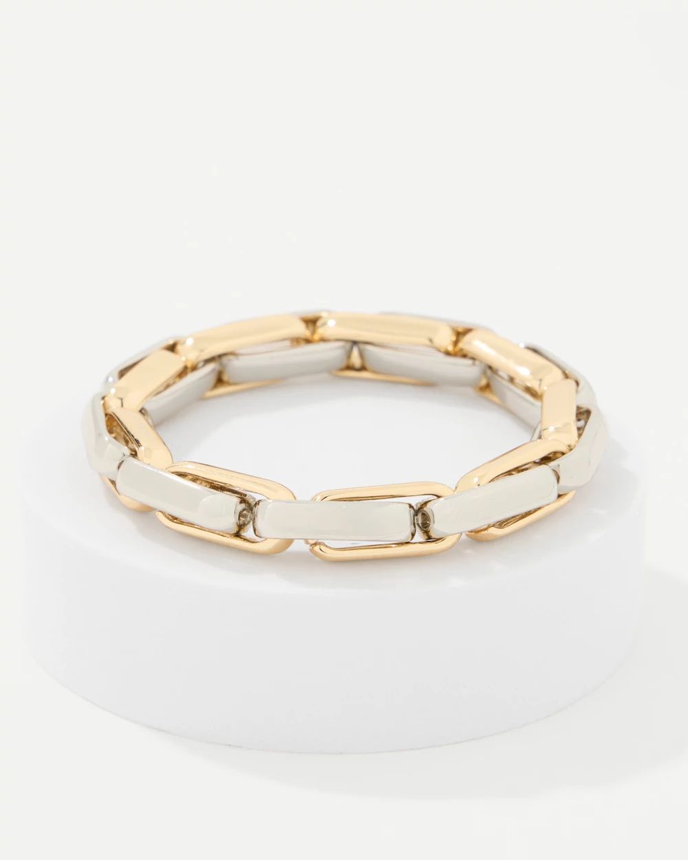 Mixed Metal Links Stretch Bracelet click to view larger image.