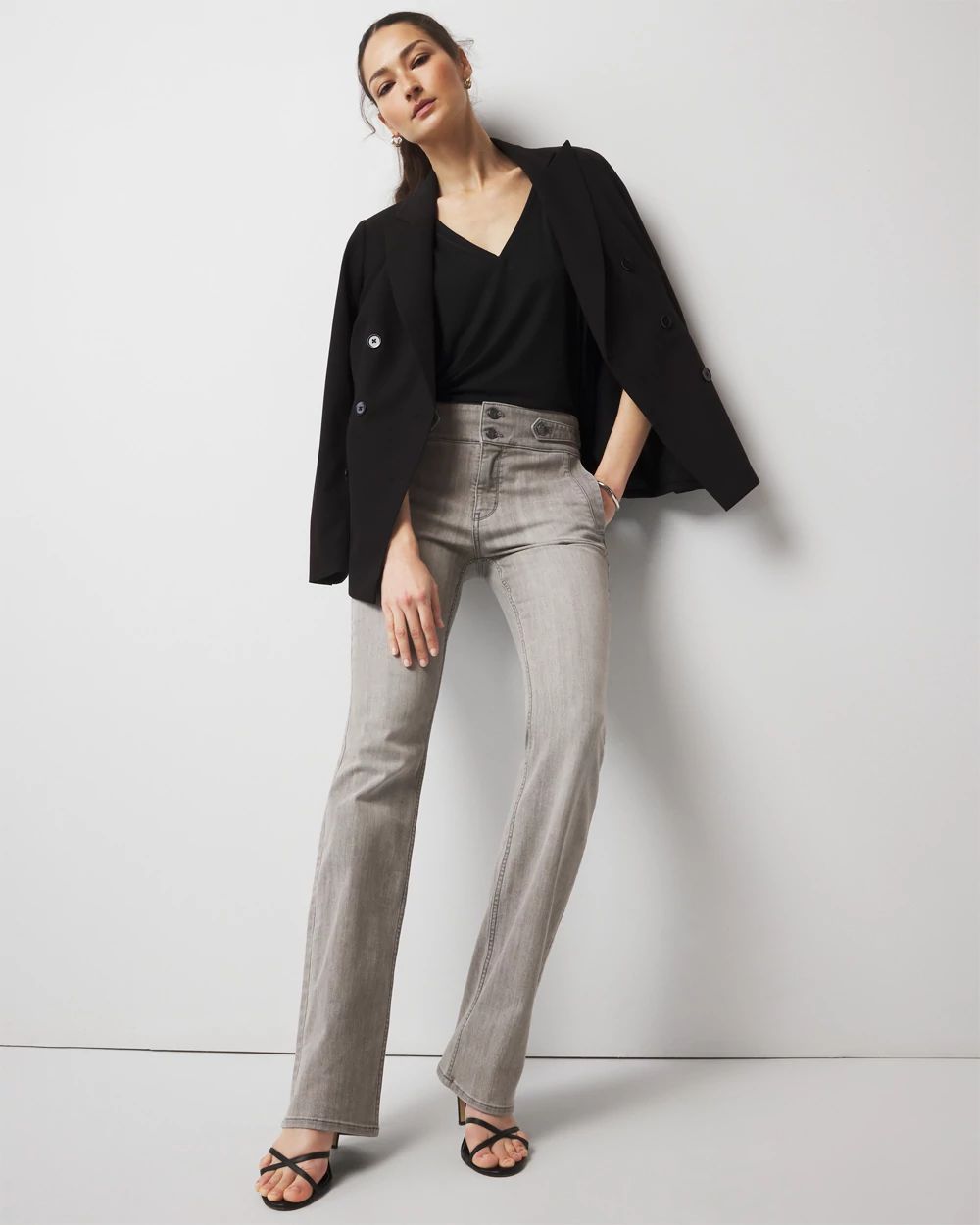 Extra High-Rise Novelty Button Bootcut Jeans
